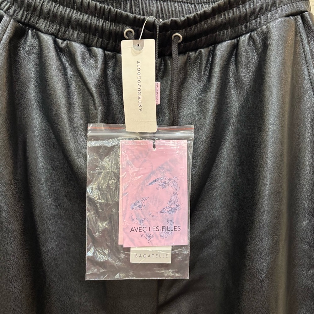 NEW Anthropologie | Avec Les Filles Black Faux Leather Drawstring Jogger Pants - Picture 9 of 15